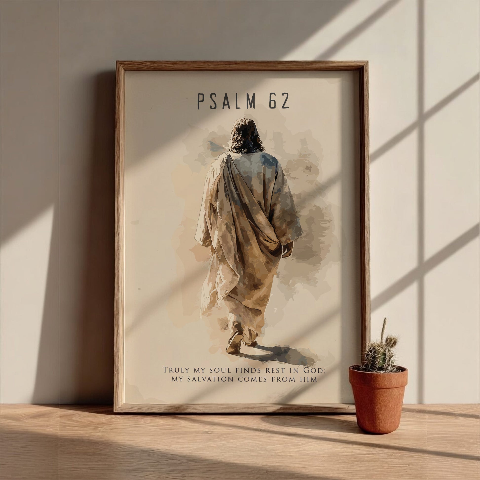 Psalm 62:2 Scripture Art - "My Rock and Fortress" Wall Print