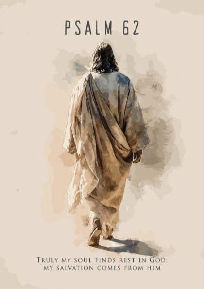 Psalm 62:2 Scripture Art - "My Rock and Fortress" Wall Print