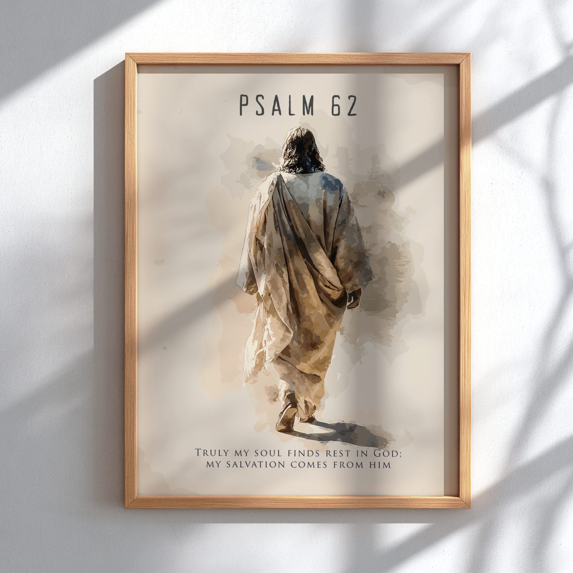 Psalm 62:2 Scripture Art - "My Rock and Fortress" Wall Print