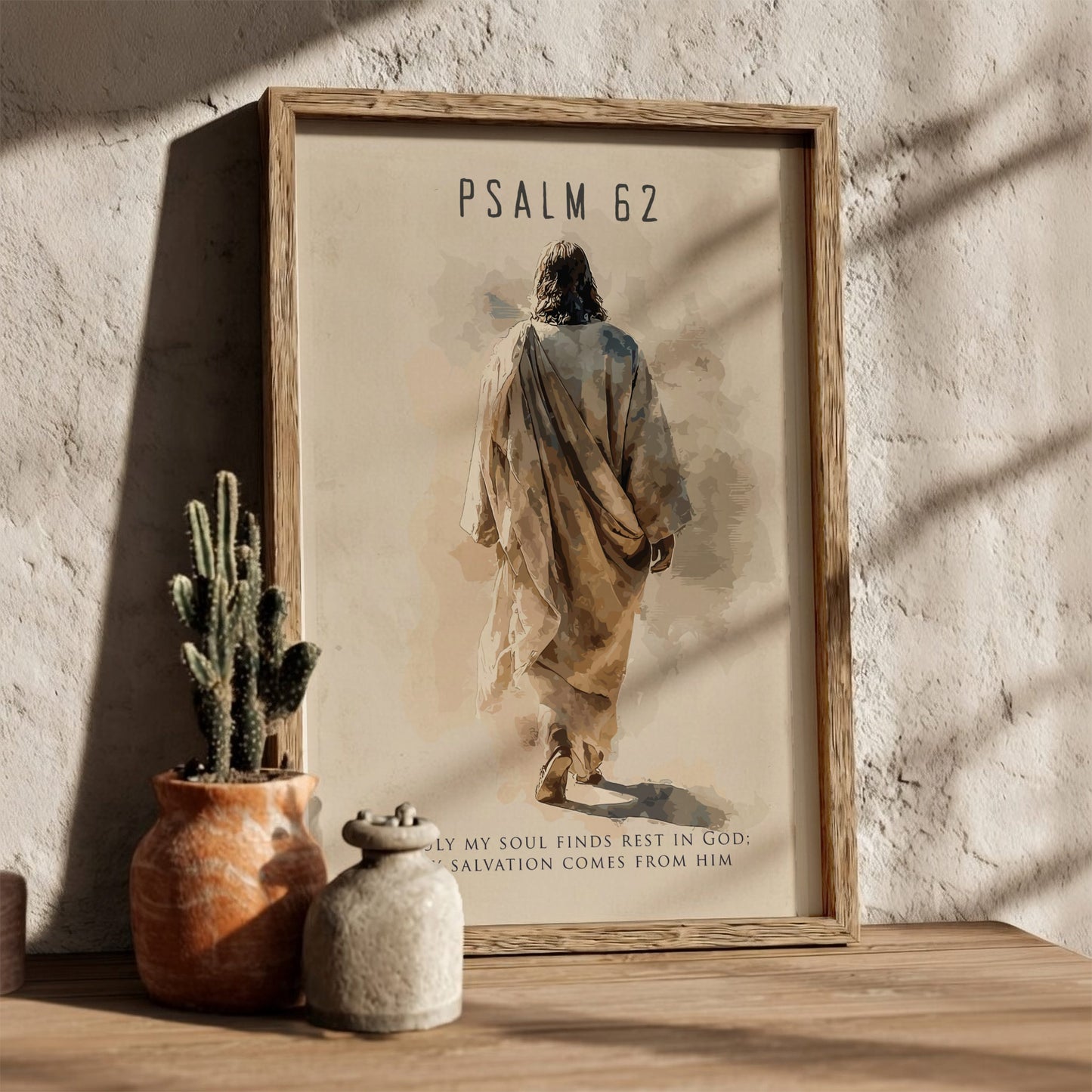 Psalm 62:2 Scripture Art - "My Rock and Fortress" Wall Print