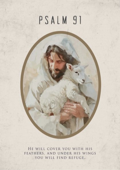 Psalm 91 Scripture Art - "No Harm Will Overtake You" Wall Print