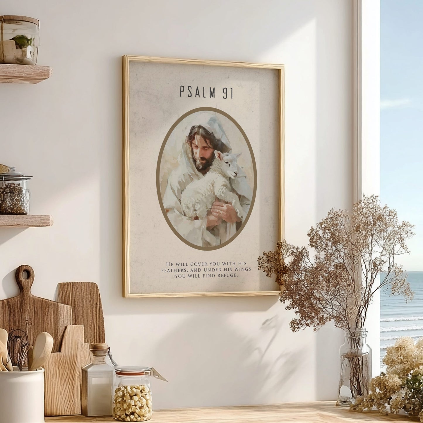 Psalm 91 Scripture Art - "No Harm Will Overtake You" Wall Print