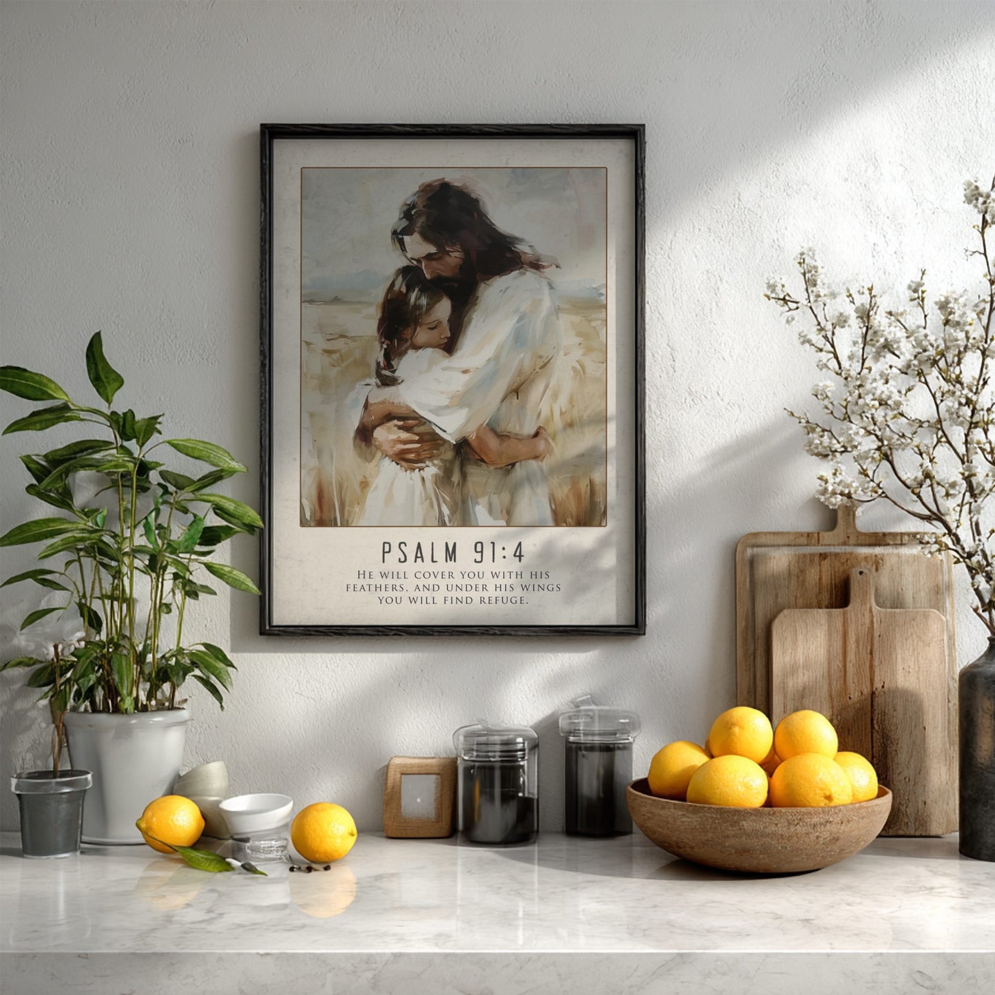 Psalm 91:4 Scripture Art - "Under His Wings" Wall Print