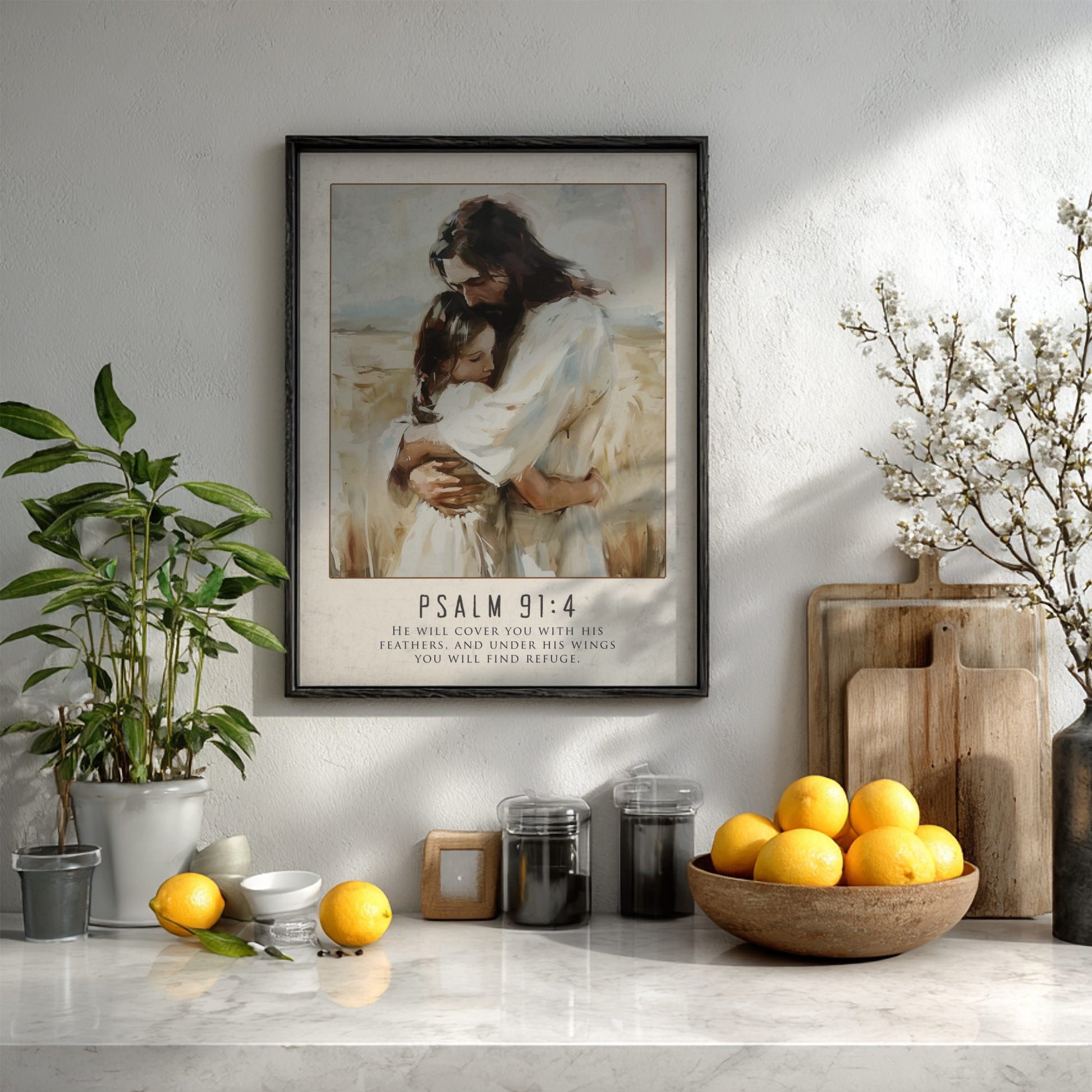 Psalm 91:4 Scripture Art - "Under His Wings" Wall Print