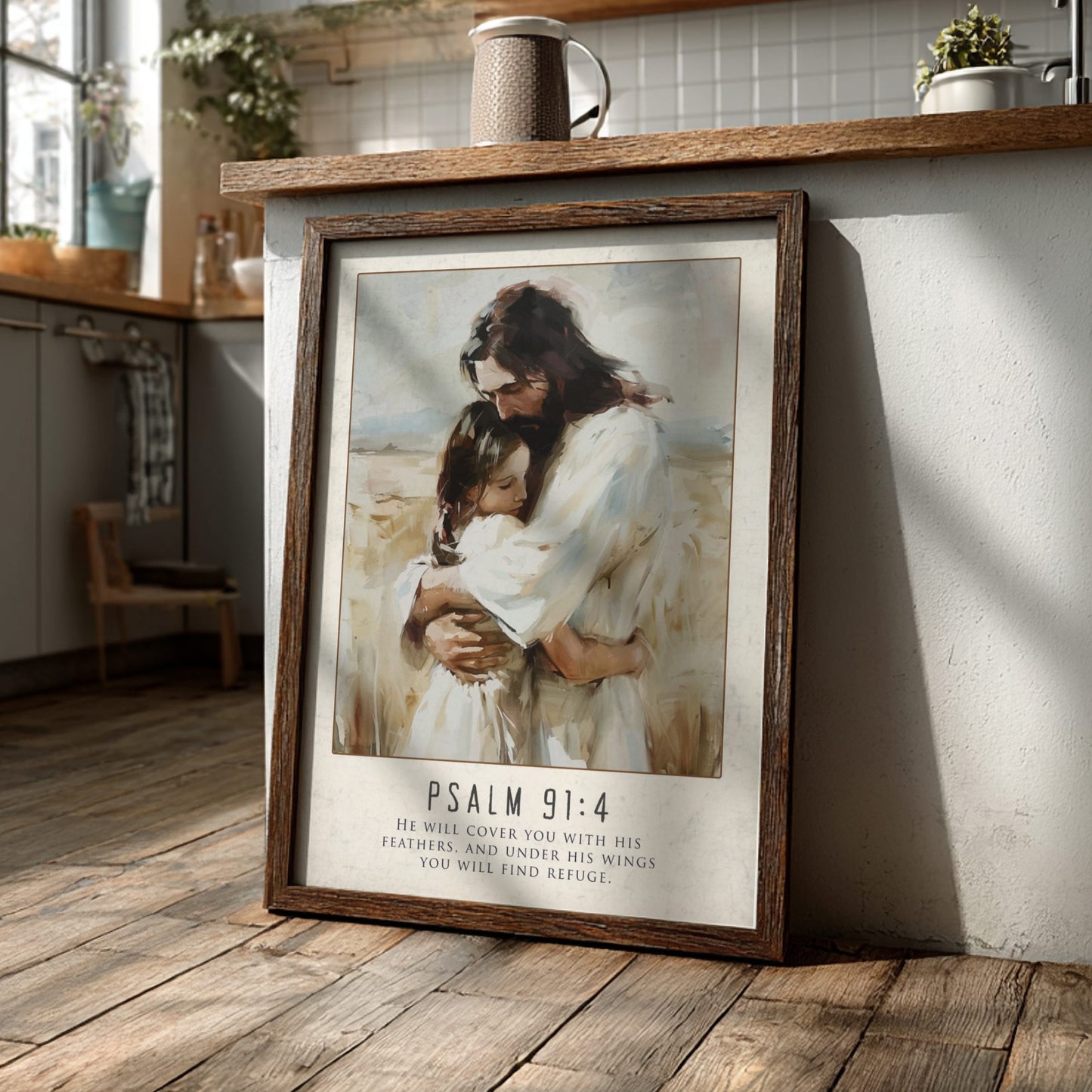 Psalm 91:4 Scripture Art - "Under His Wings" Wall Print