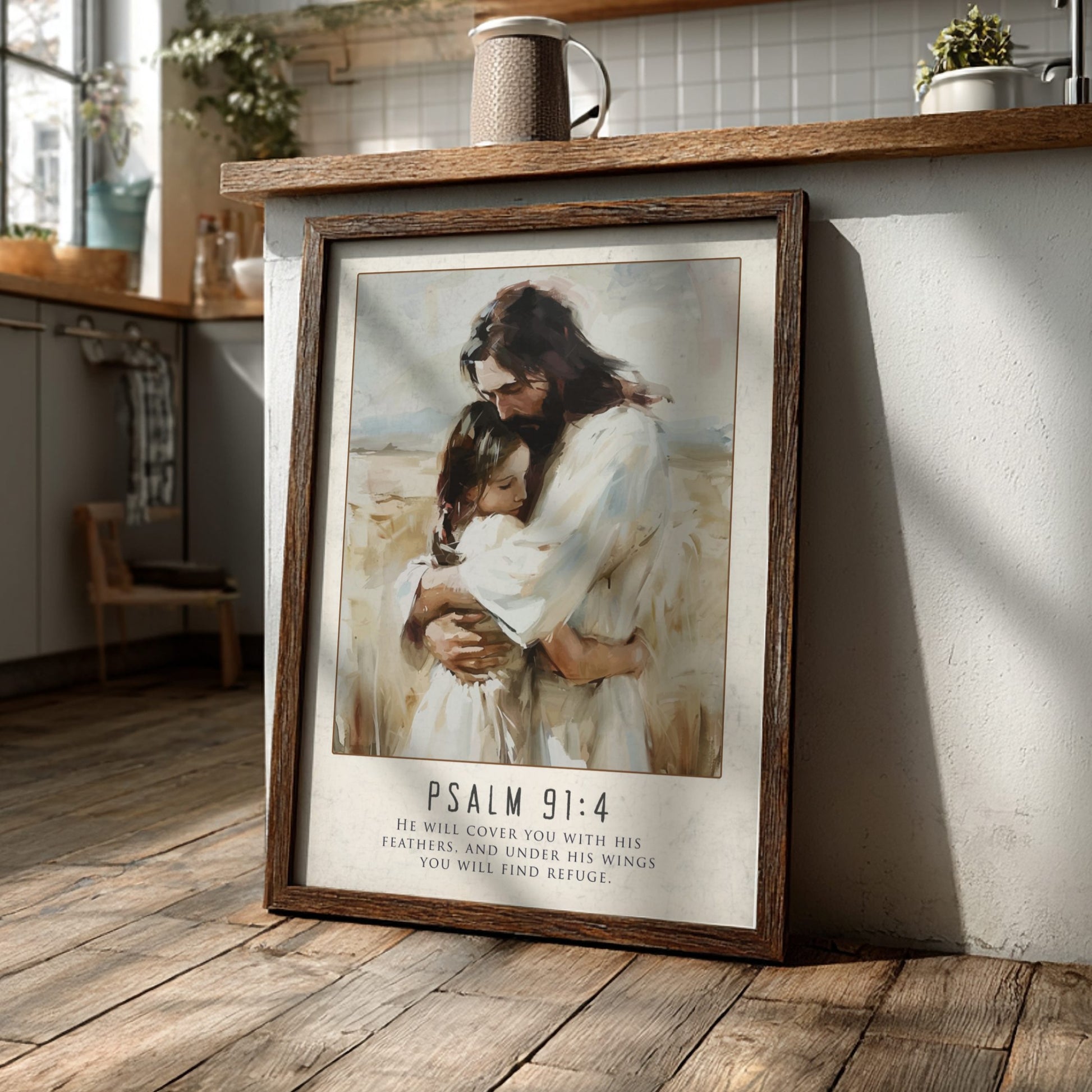 Psalm 91:4 Scripture Art - "Under His Wings" Wall Print