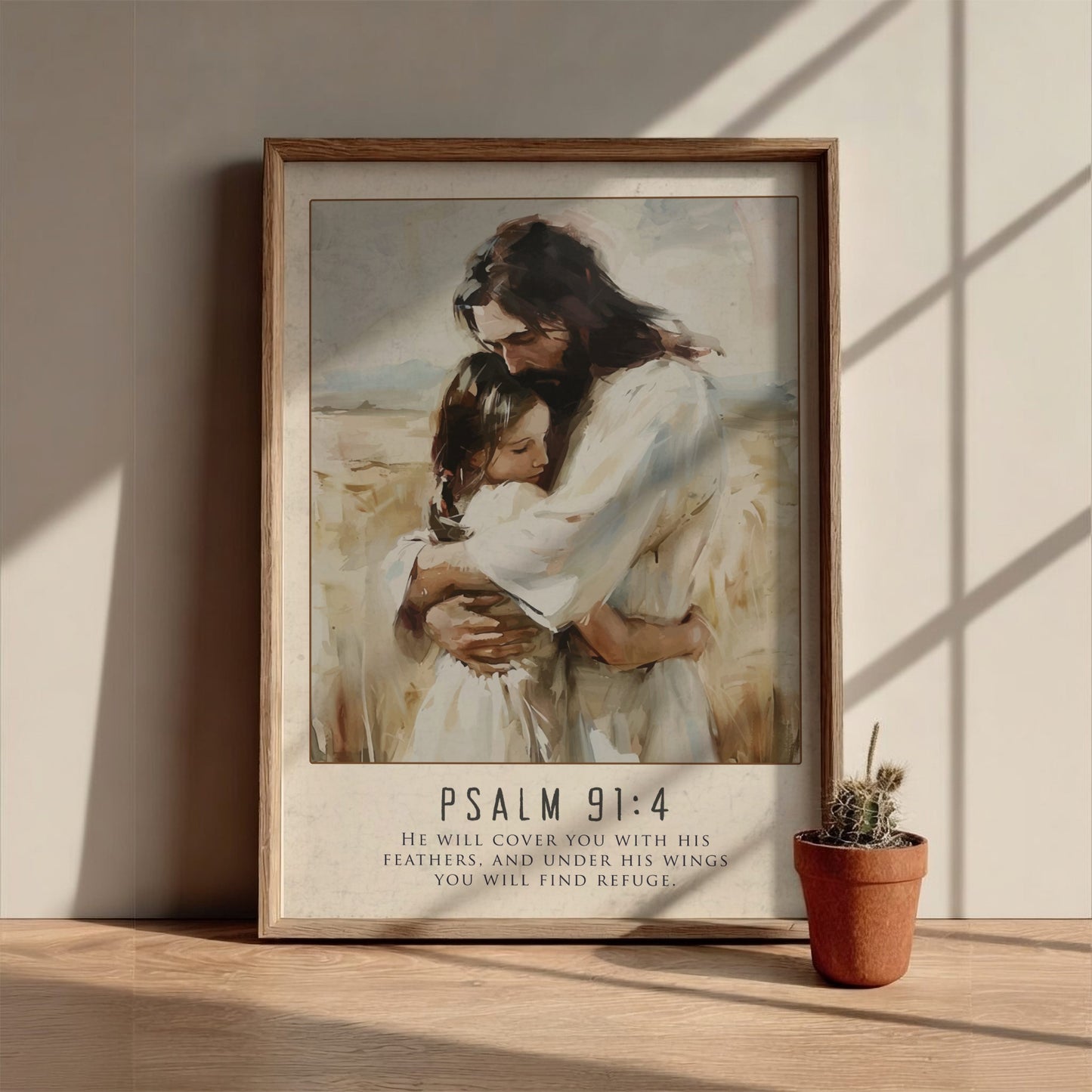 Psalm 91:4 Scripture Art - "Under His Wings" Wall Print