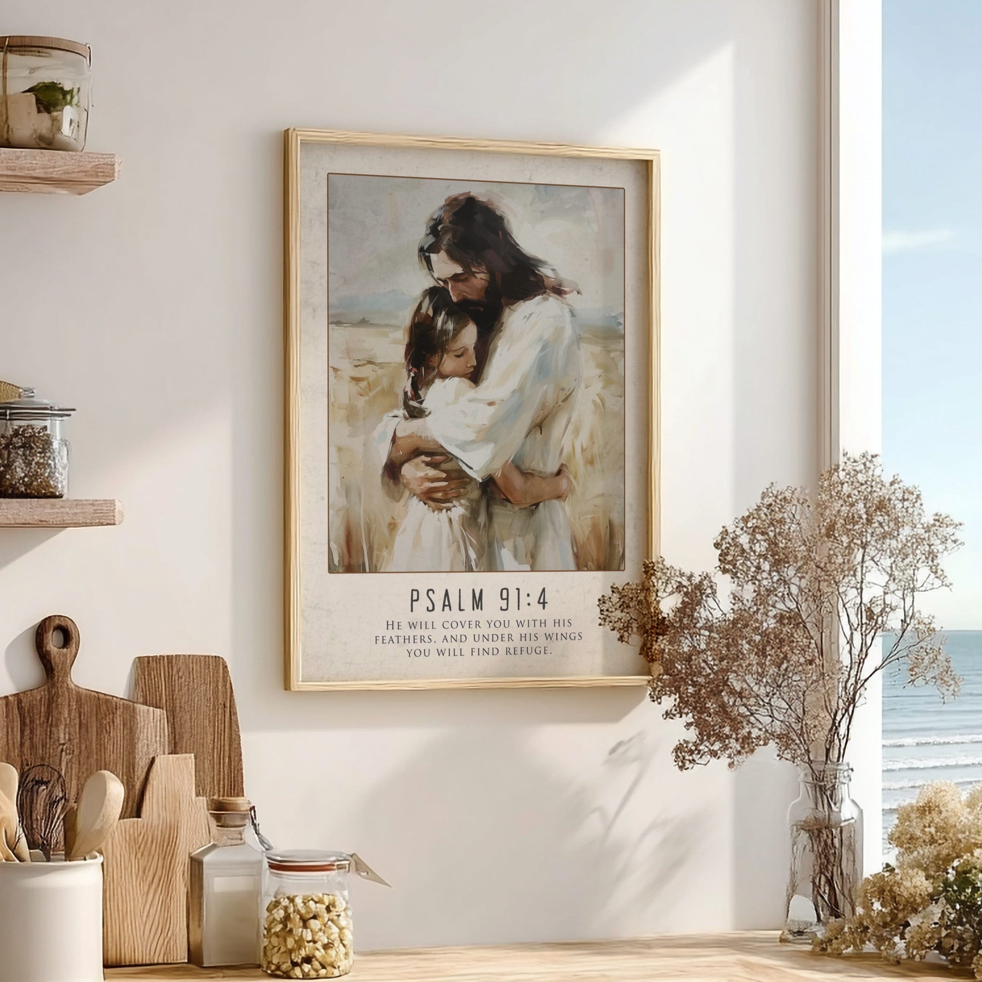 Psalm 91:4 Scripture Art - "Under His Wings" Wall Print