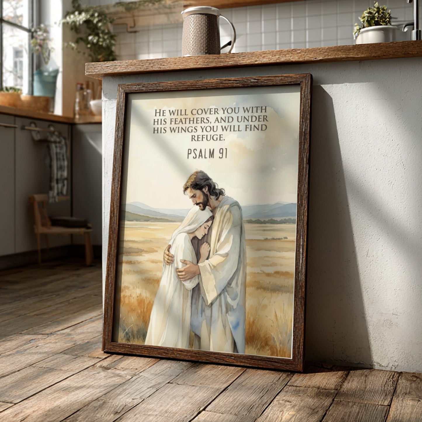 Psalm 91 Scripture Art - "Under His Wings" Wall Print
