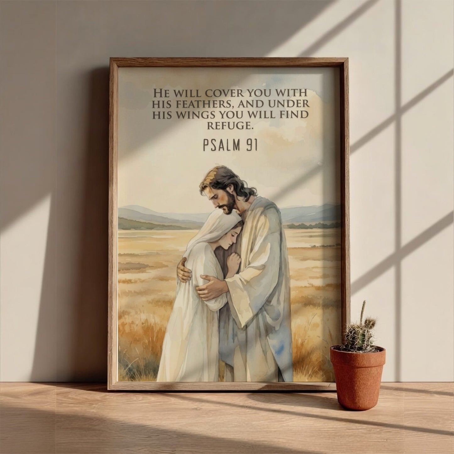 Psalm 91 Scripture Art - "Under His Wings" Wall Print