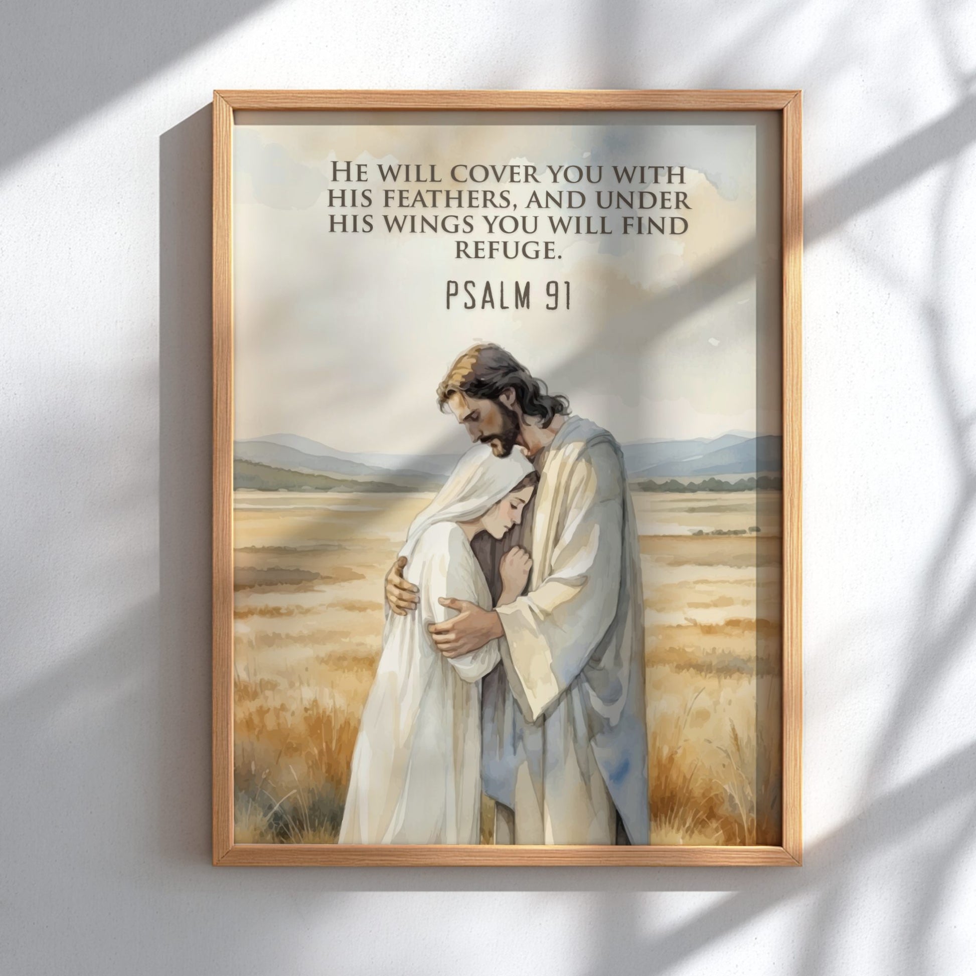 Psalm 91 Scripture Art - "Under His Wings" Wall Print