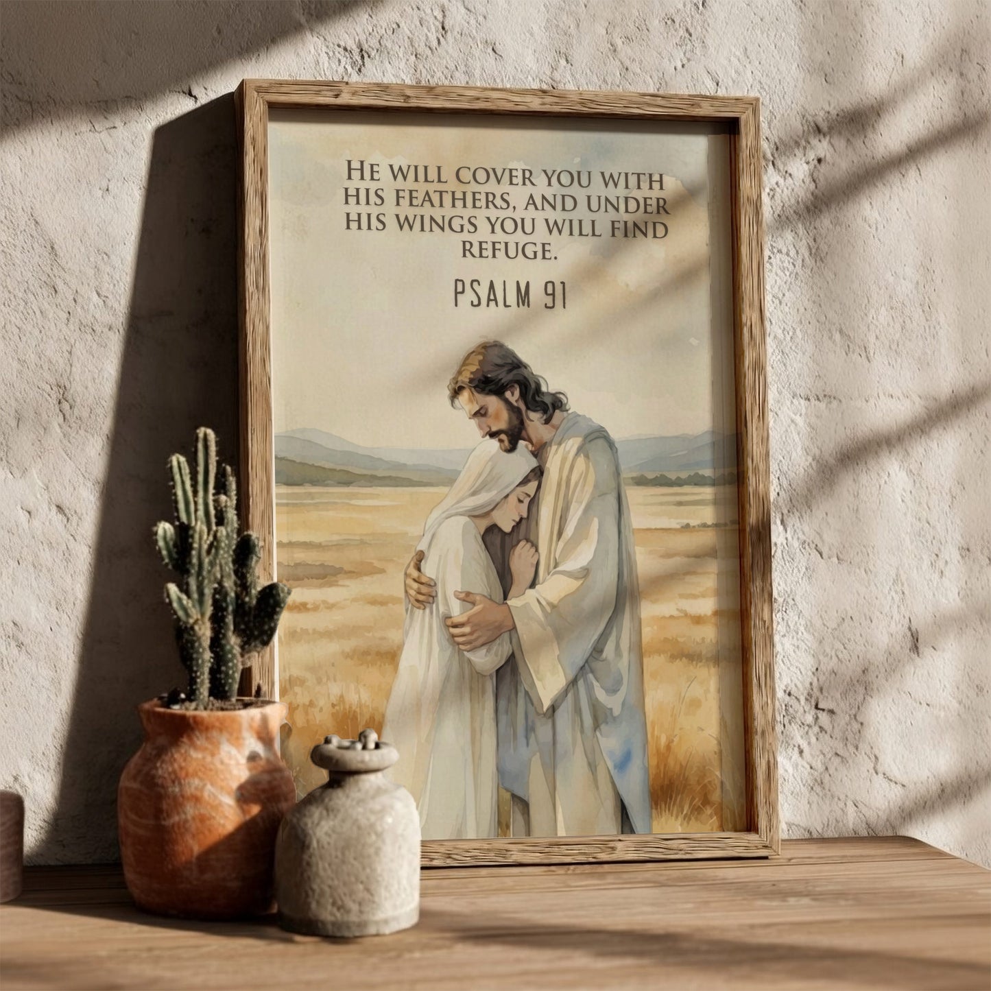 Psalm 91 Scripture Art - "Under His Wings" Wall Print