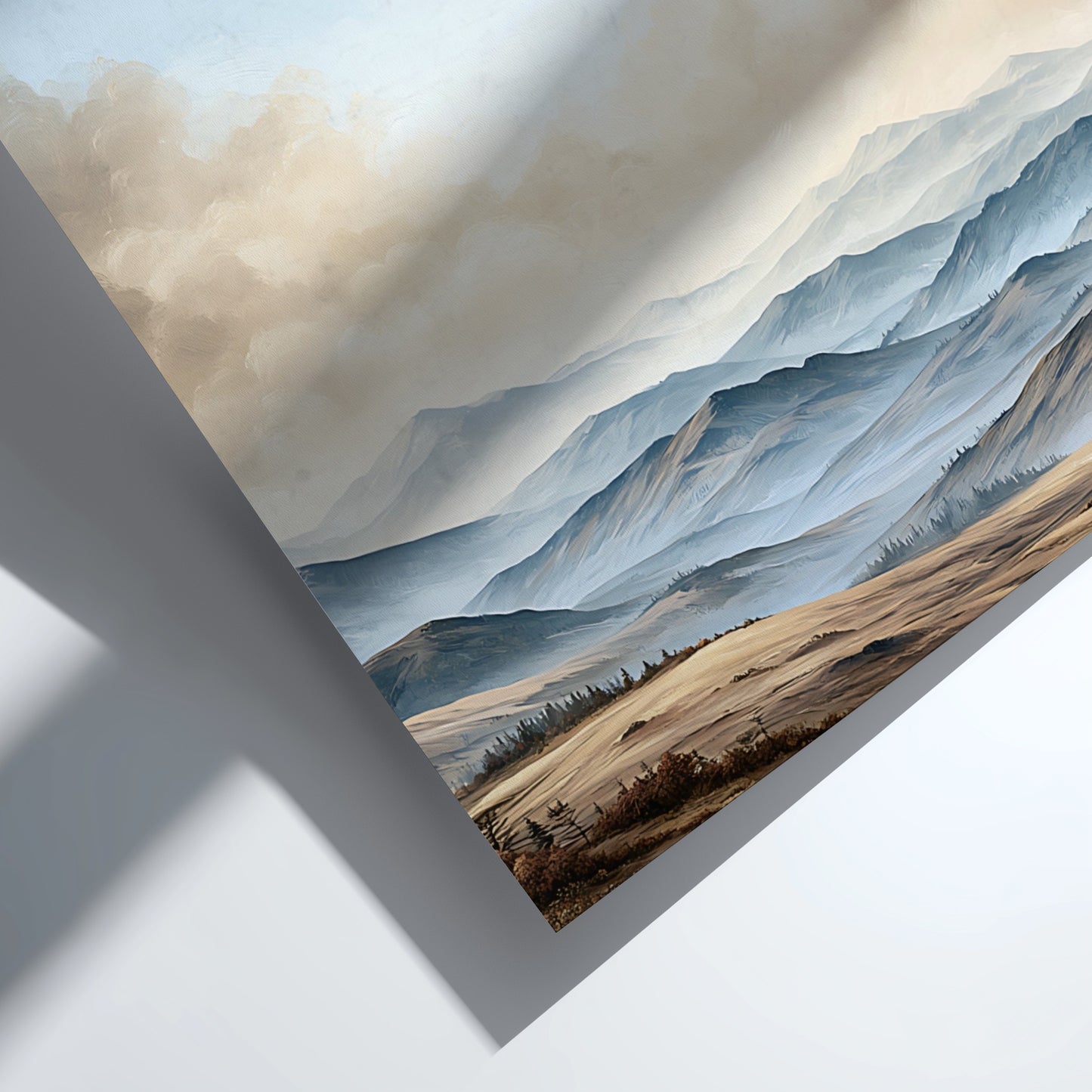 Poster featuring rolling hills under a soft sky with the text Psalm 100:2.