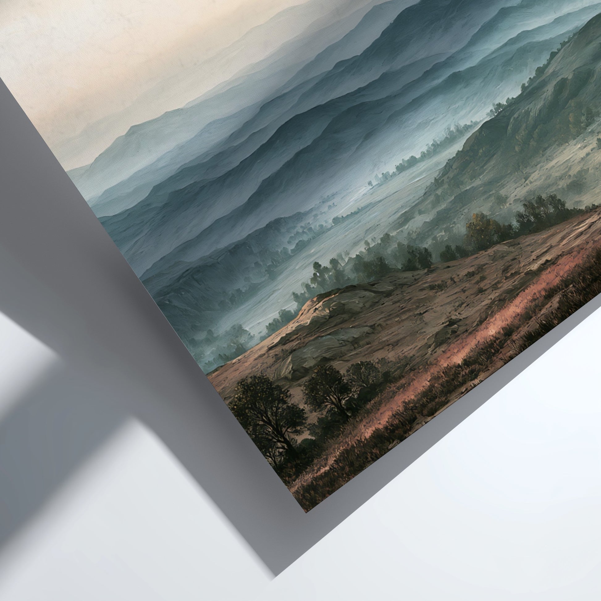 Poster featuring a misty blue mountain range with the quote Psalm 118:24 above.