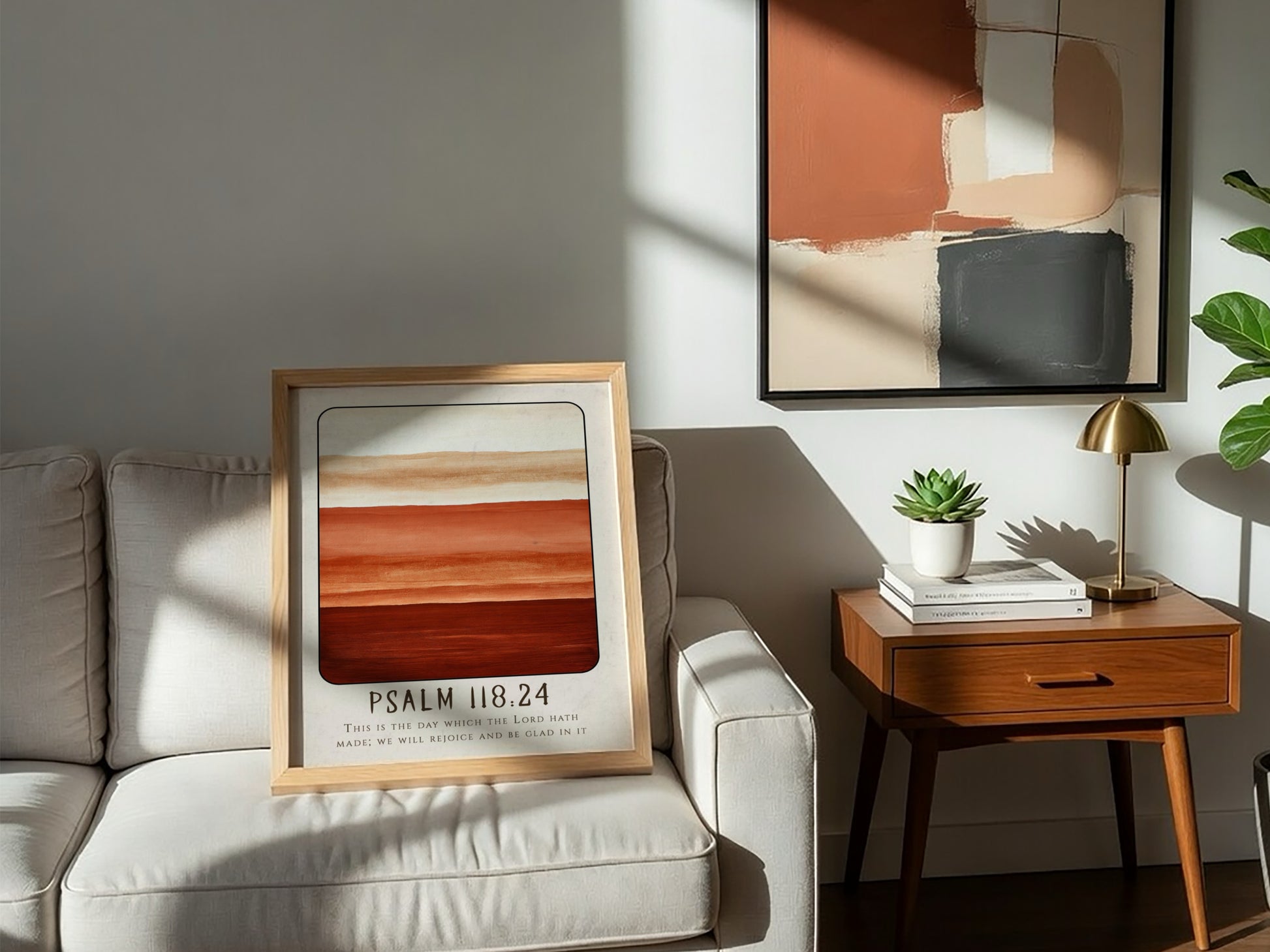 Psalm 118:24 poster featuring warm earthy colors and inspirational design for religious decor
