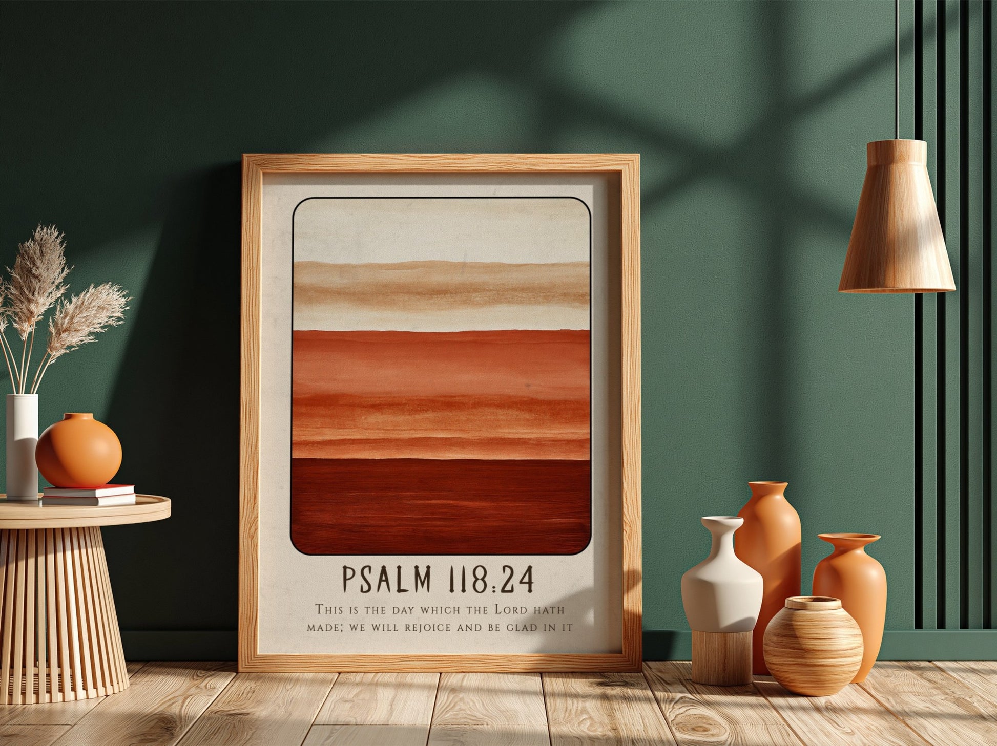 Psalm 118:24 poster featuring warm earthy colors and inspirational design for religious decor