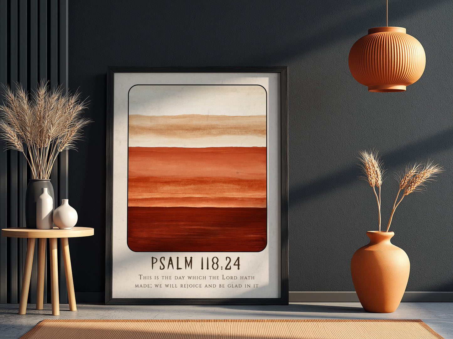 Psalm 118:24 poster featuring warm earthy colors and inspirational design for religious decor