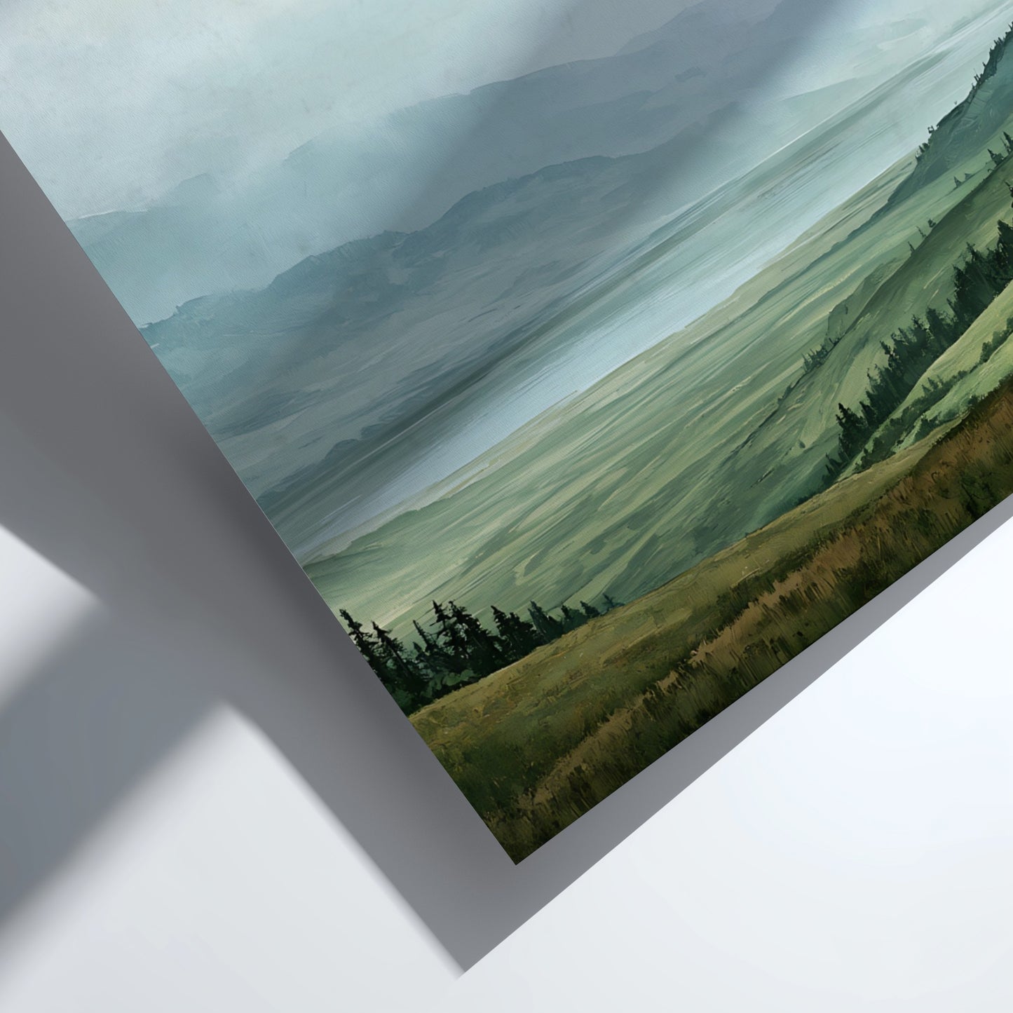 Poster featuring a mountain landscape with rolling green hills and Psalm 121 scripture text.