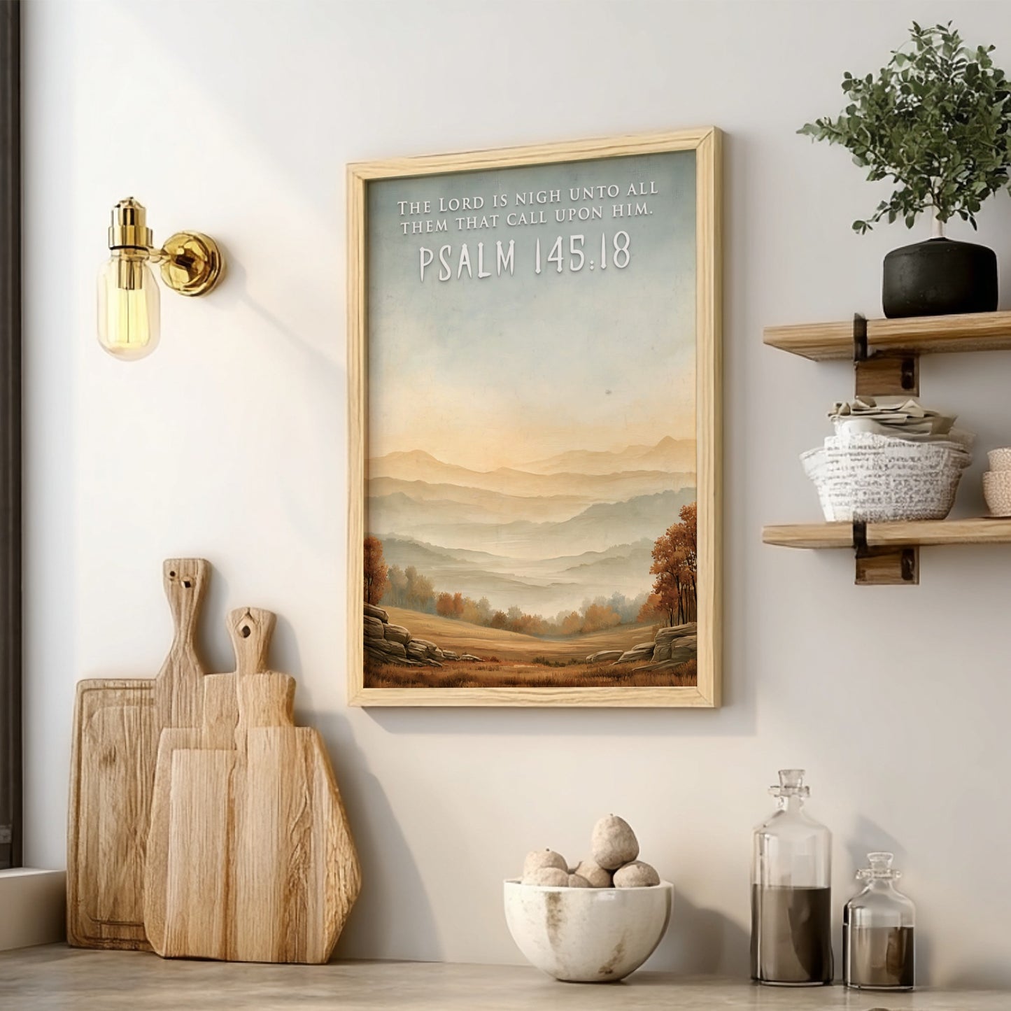 Poster displaying rolling autumn mountains at sunset with The Lord Is Nigh text overlay.