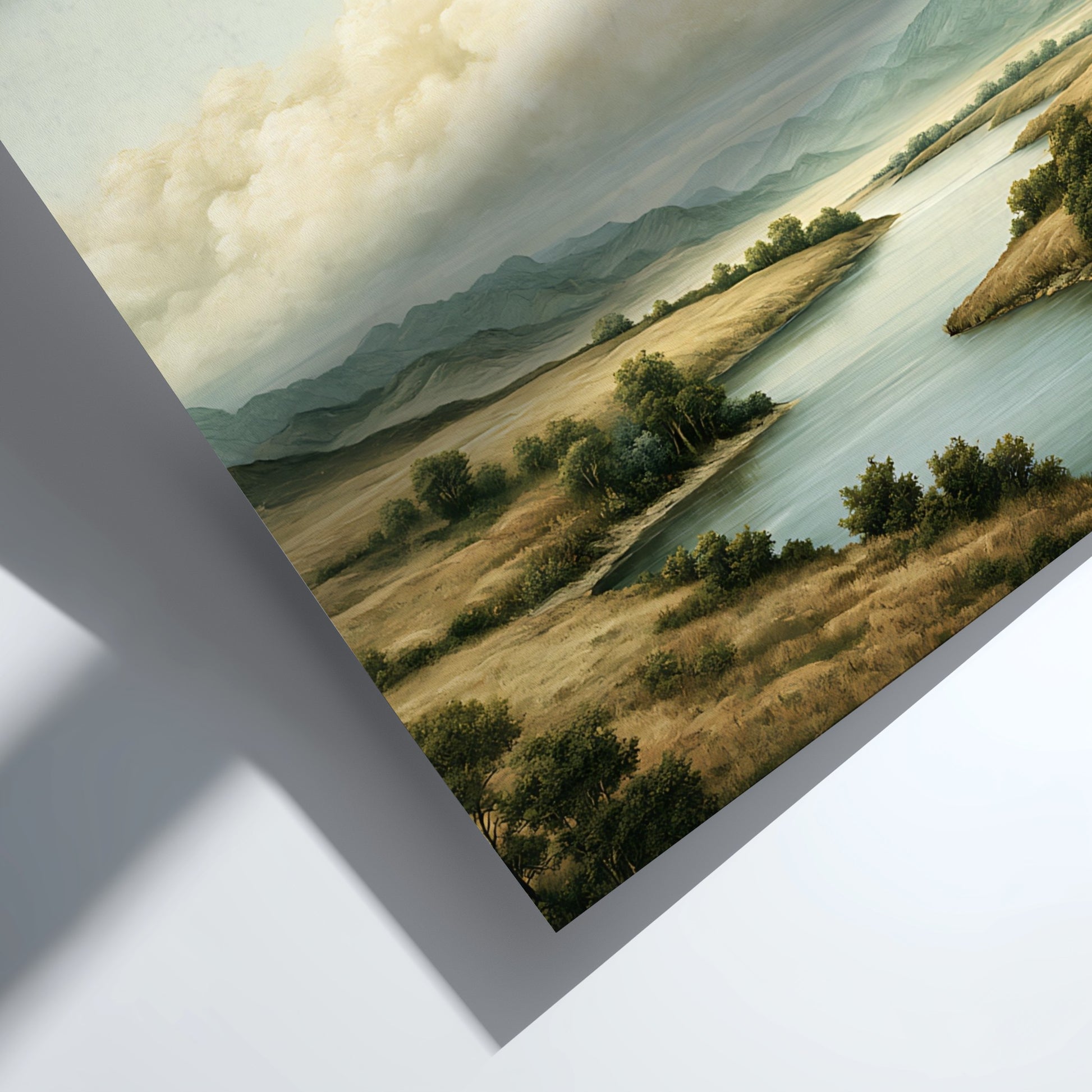Poster featuring a serene river landscape with golden hills and The Lord Is My Shepherd text.