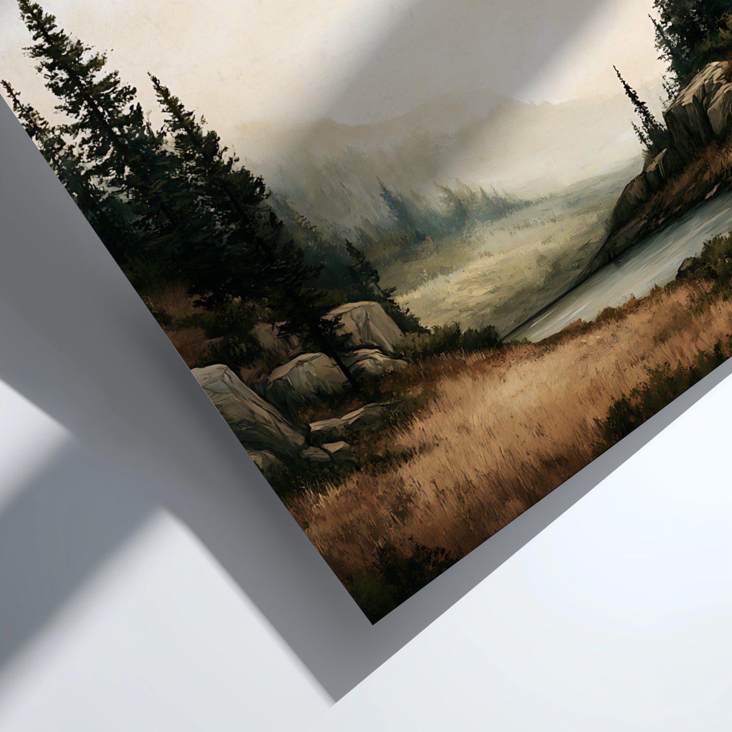 Psalm 37:4 scripture poster featuring a peaceful lake scene surrounded by pine trees.