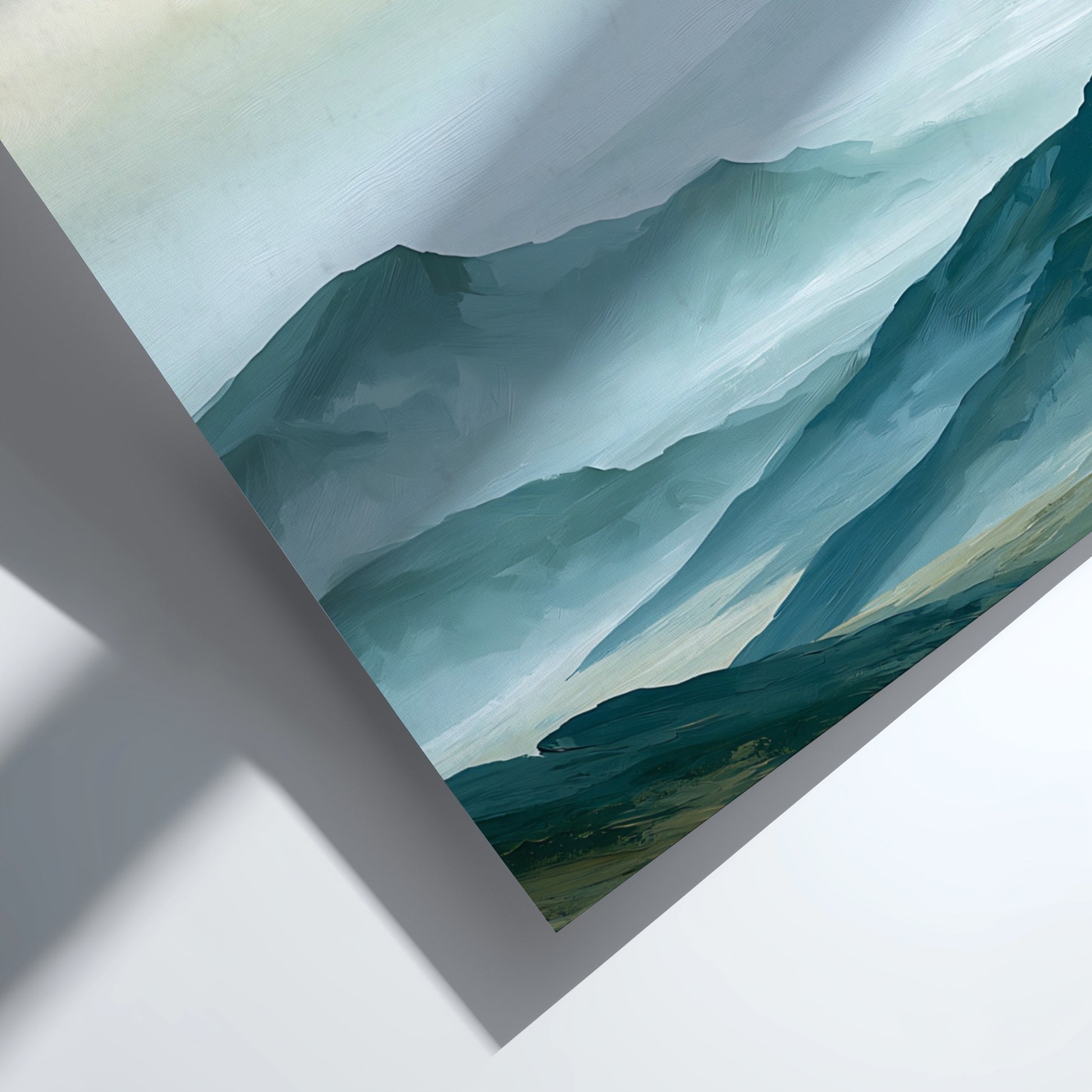Poster featuring soft blue mountain ranges with the text Be Still And Know That I Am God.