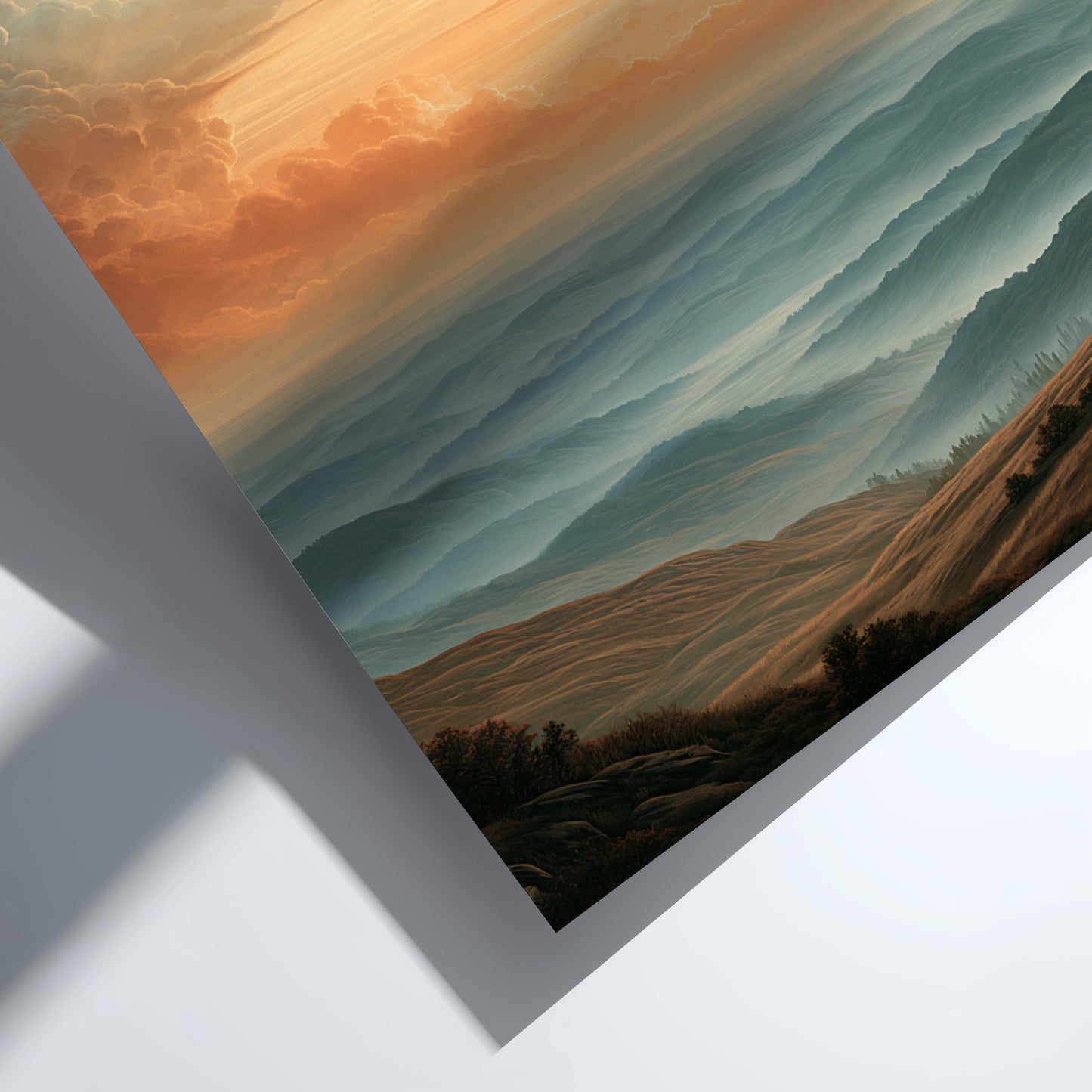 Poster displaying Psalm 91:1 text over a serene golden mountain landscape with mist