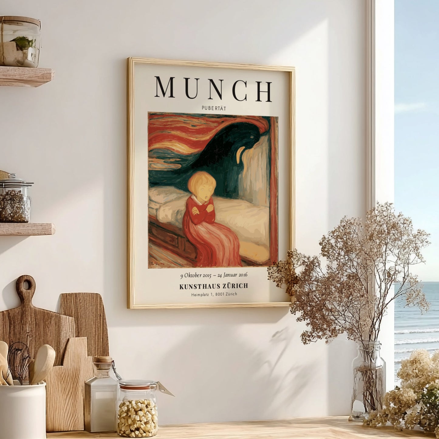Edvard Munch poster featuring Pubertät with vibrant colors and emotional depth