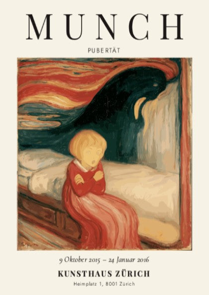 Edvard Munch poster featuring Pubertät with vibrant colors and emotional depth