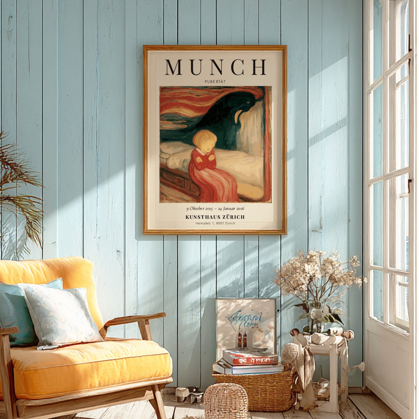 Edvard Munch poster featuring Pubertät with vibrant colors and emotional depth