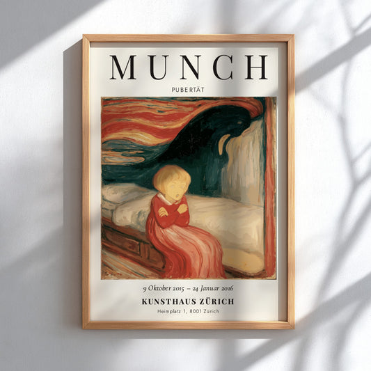 Edvard Munch poster featuring Pubertät with vibrant colors and emotional depth