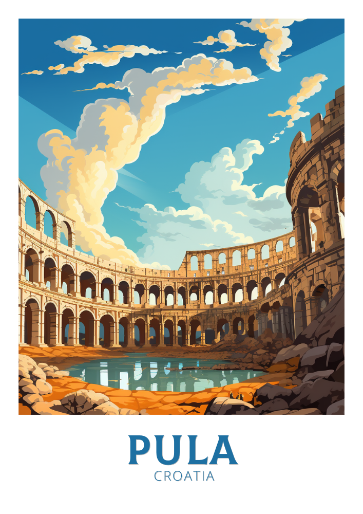 Europe PULA TRAVEL POSTER - CROATIA ARTWORK