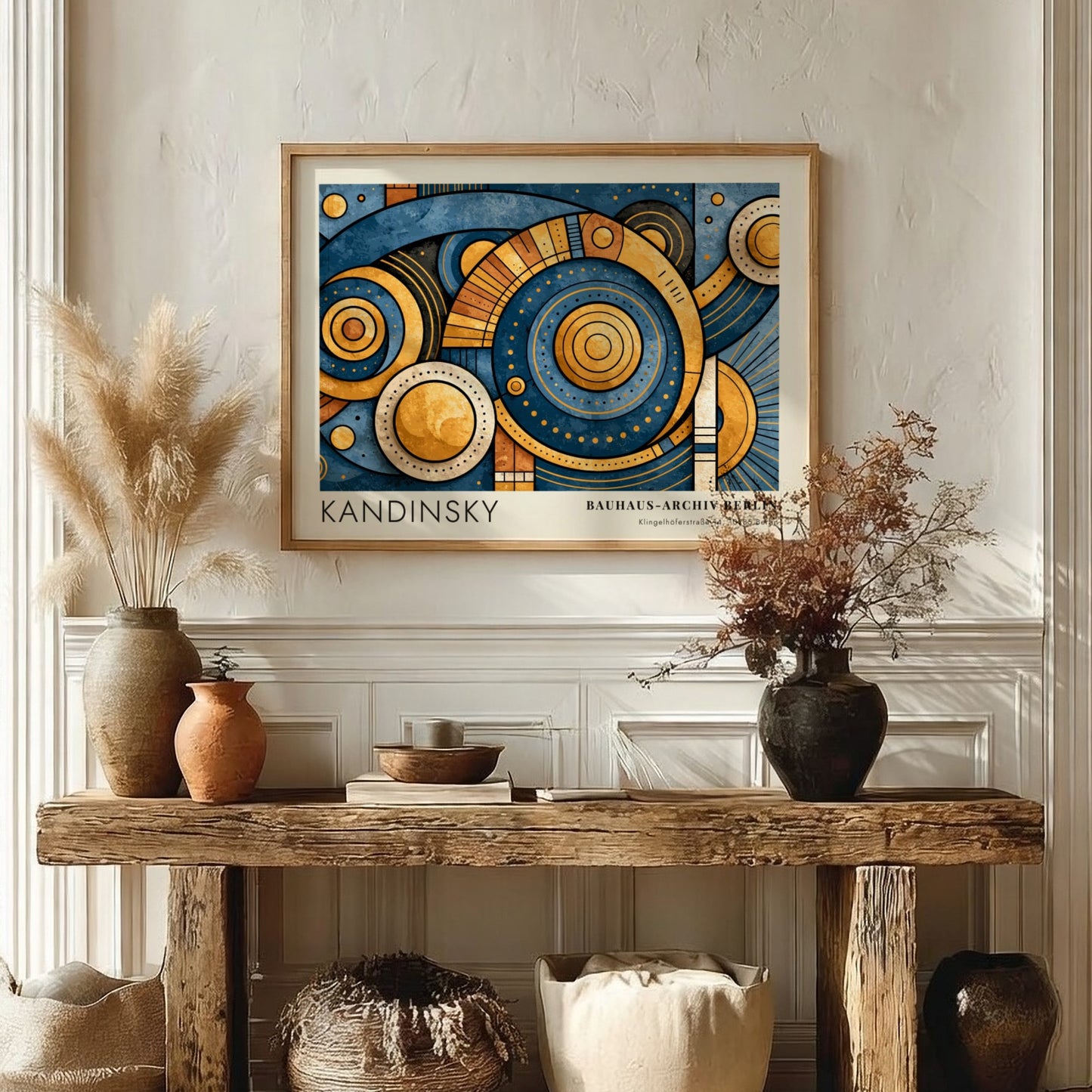 Wall art poster featuring Kandinsky Punkt und Linie zu Fläche with geometric blue gold