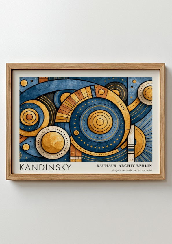 Wall art poster featuring Kandinsky Punkt und Linie zu Fläche with geometric blue gold