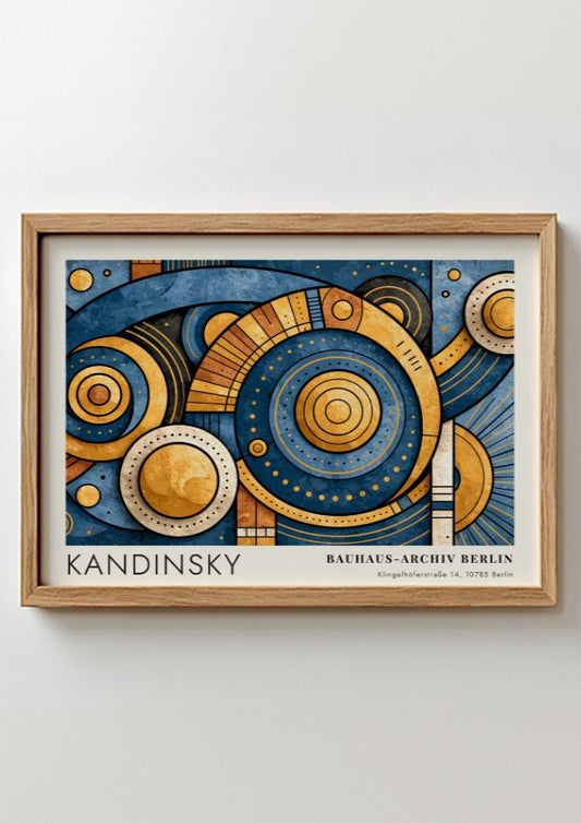Wall art poster featuring Kandinsky Punkt und Linie zu Fläche with geometric blue gold