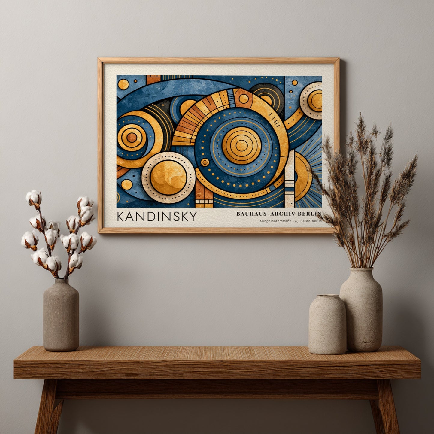 Wall art poster featuring Kandinsky Punkt und Linie zu Fläche with geometric blue gold