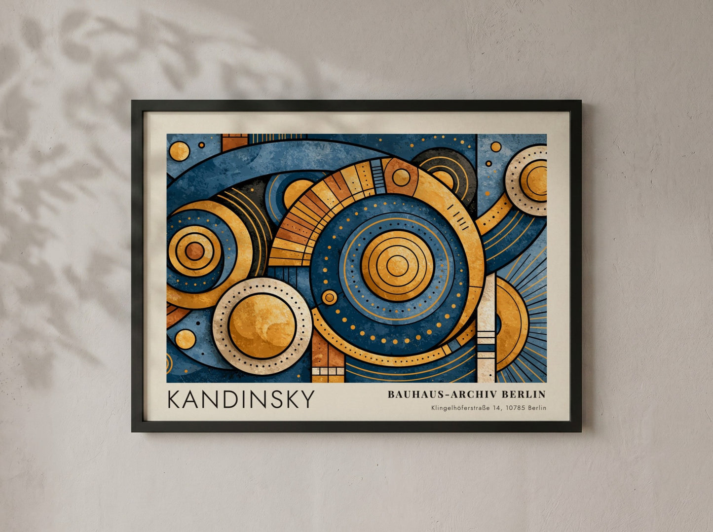 Wall art poster featuring Kandinsky Punkt und Linie zu Fläche with geometric blue gold