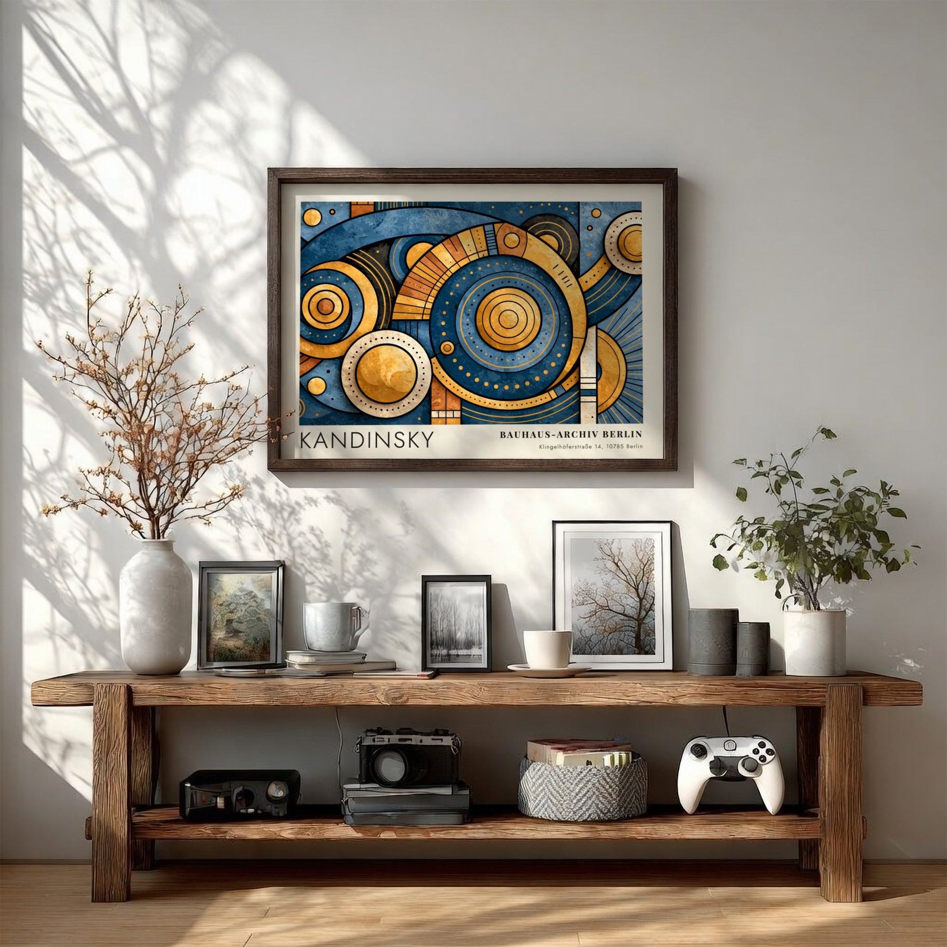 Wall art poster featuring Kandinsky Punkt und Linie zu Fläche with geometric blue gold