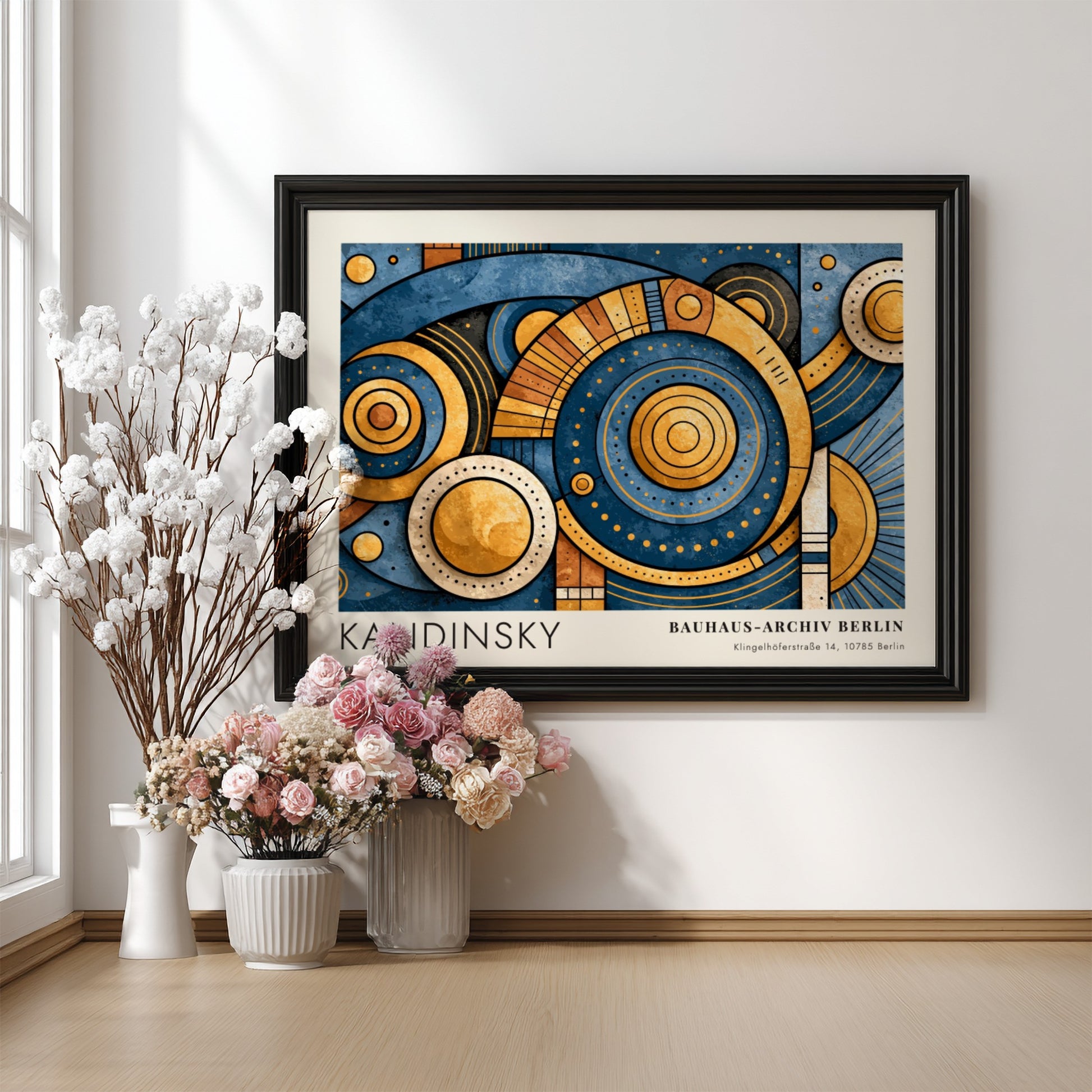 Wall art poster featuring Kandinsky Punkt und Linie zu Fläche with geometric blue gold