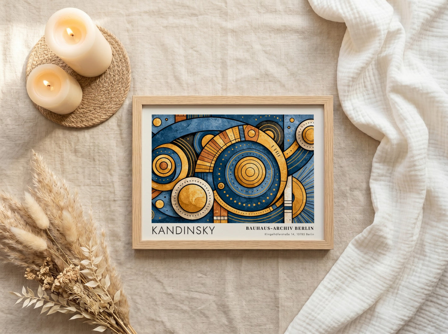 Wall art poster featuring Kandinsky Punkt und Linie zu Fläche with geometric blue gold
