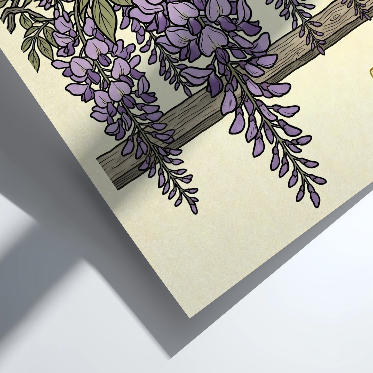 Purple wisteria poster featuring delicate lavender blossoms in Japanese art style