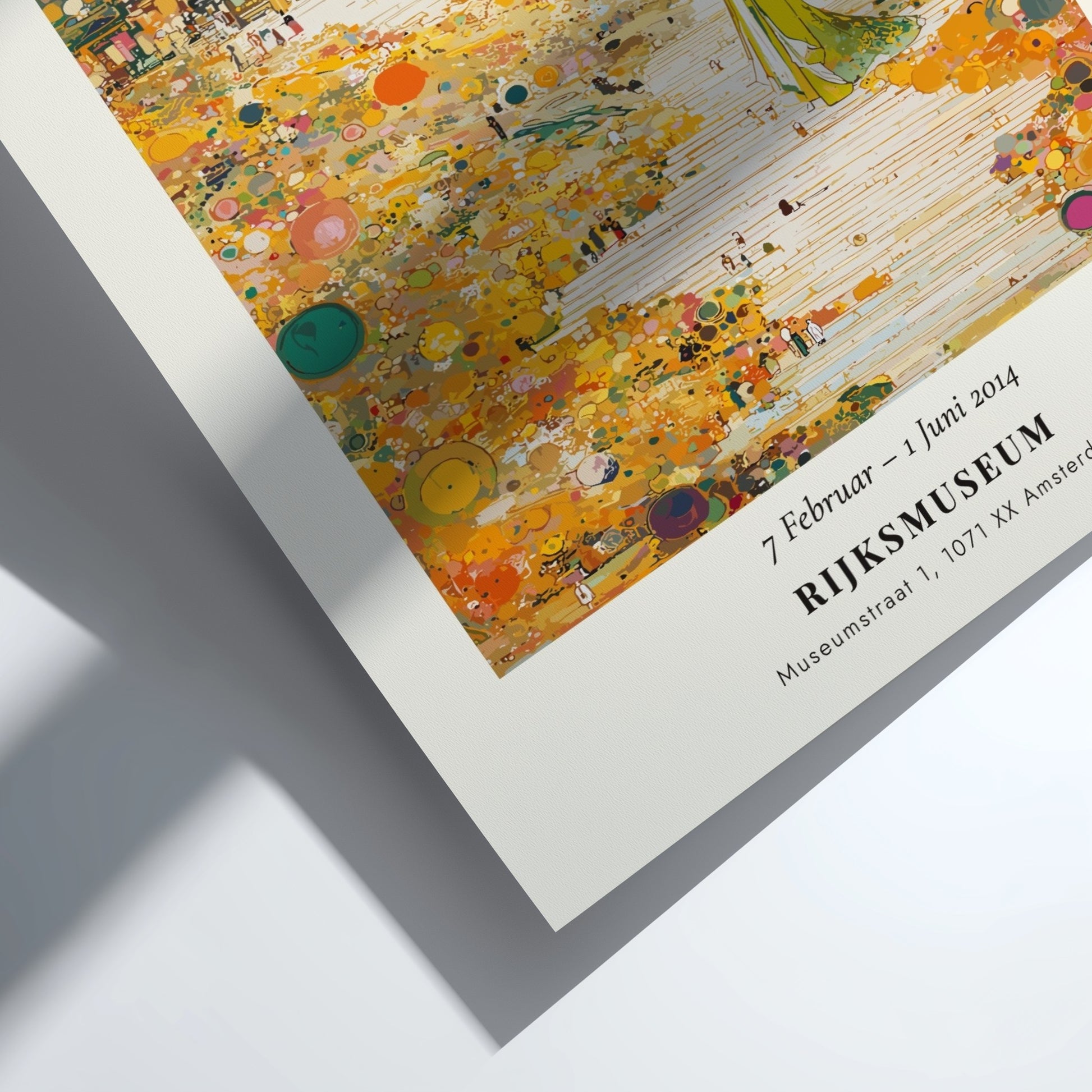 Poster inspired by Gustav Klimt featuring vibrant colors and intricate floral motifs