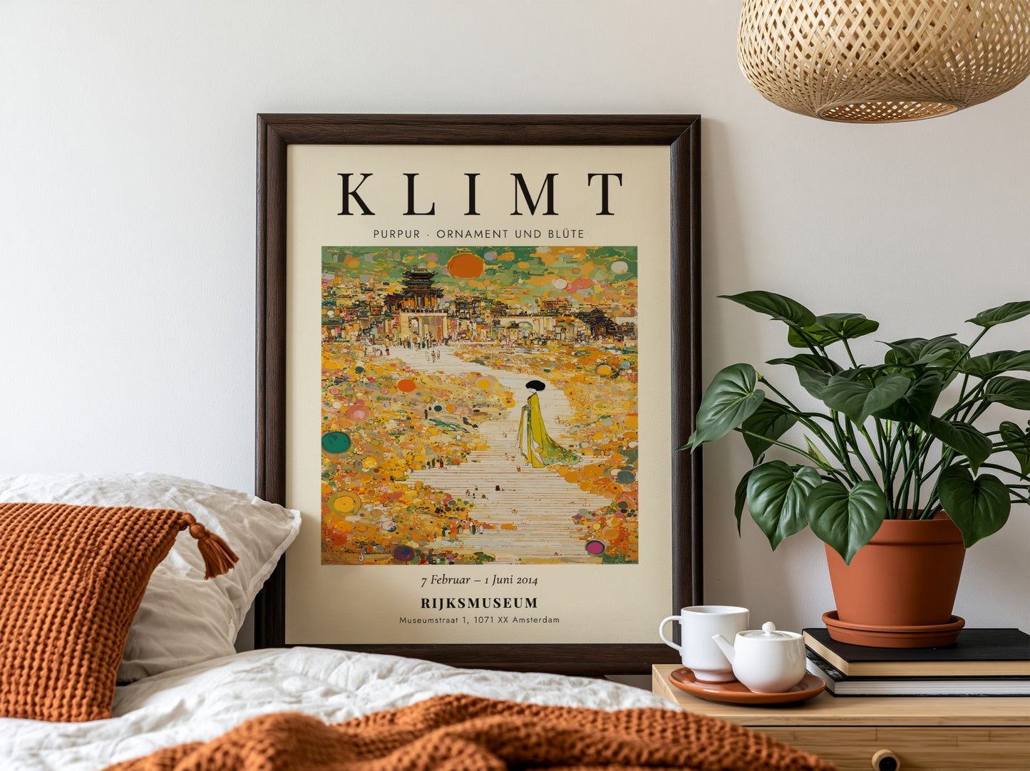 Poster inspired by Gustav Klimt featuring vibrant colors and intricate floral motifs