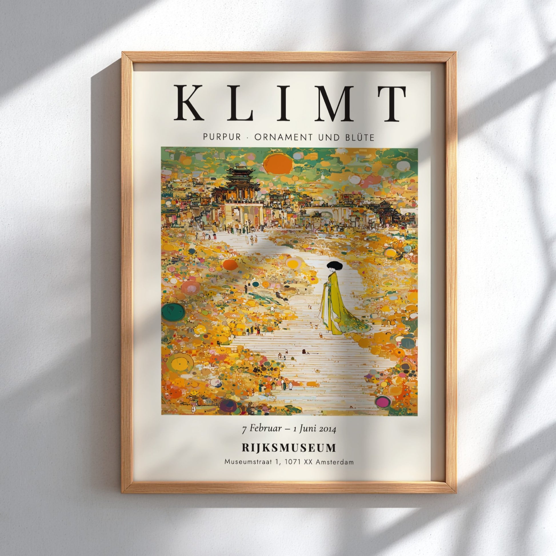 Poster inspired by Gustav Klimt featuring vibrant colors and intricate floral motifs