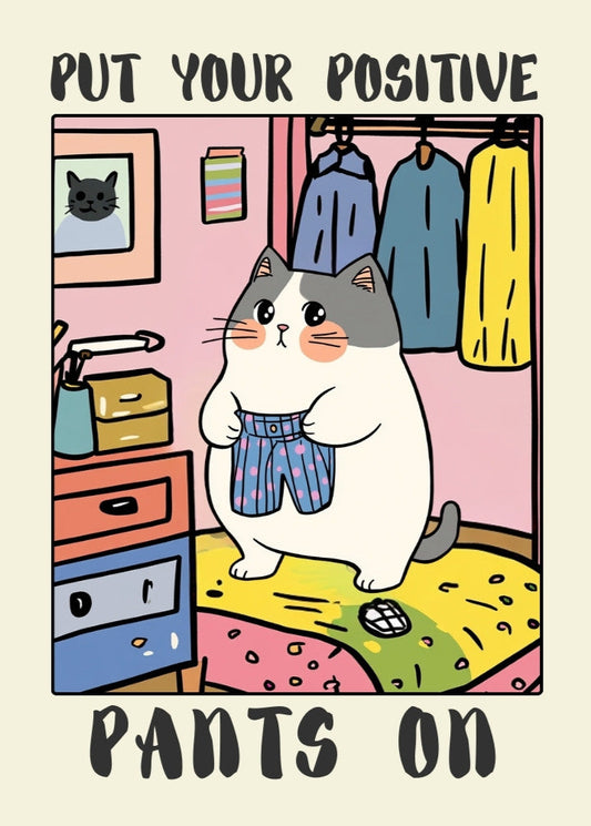 Put Your Positive Pants On – Funny Cat Poster