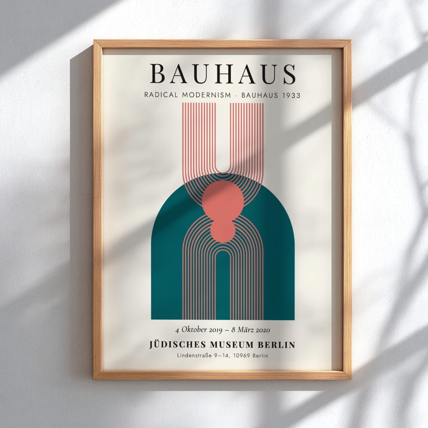 Bauhaus poster featuring geometric shapes and muted colors, modern design wall art