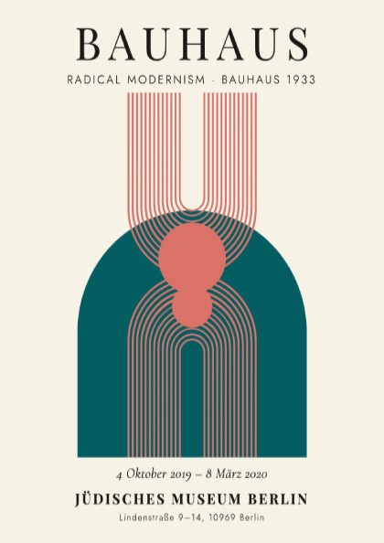 Bauhaus poster featuring geometric shapes and muted colors, modern design wall art