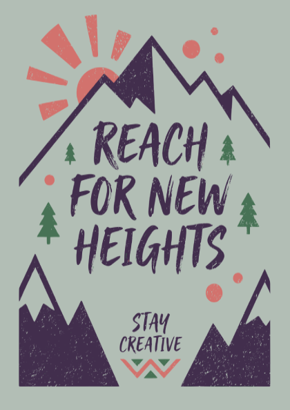 Reach For New Heights: Green - Modern Minimalist Motivational Wall Art