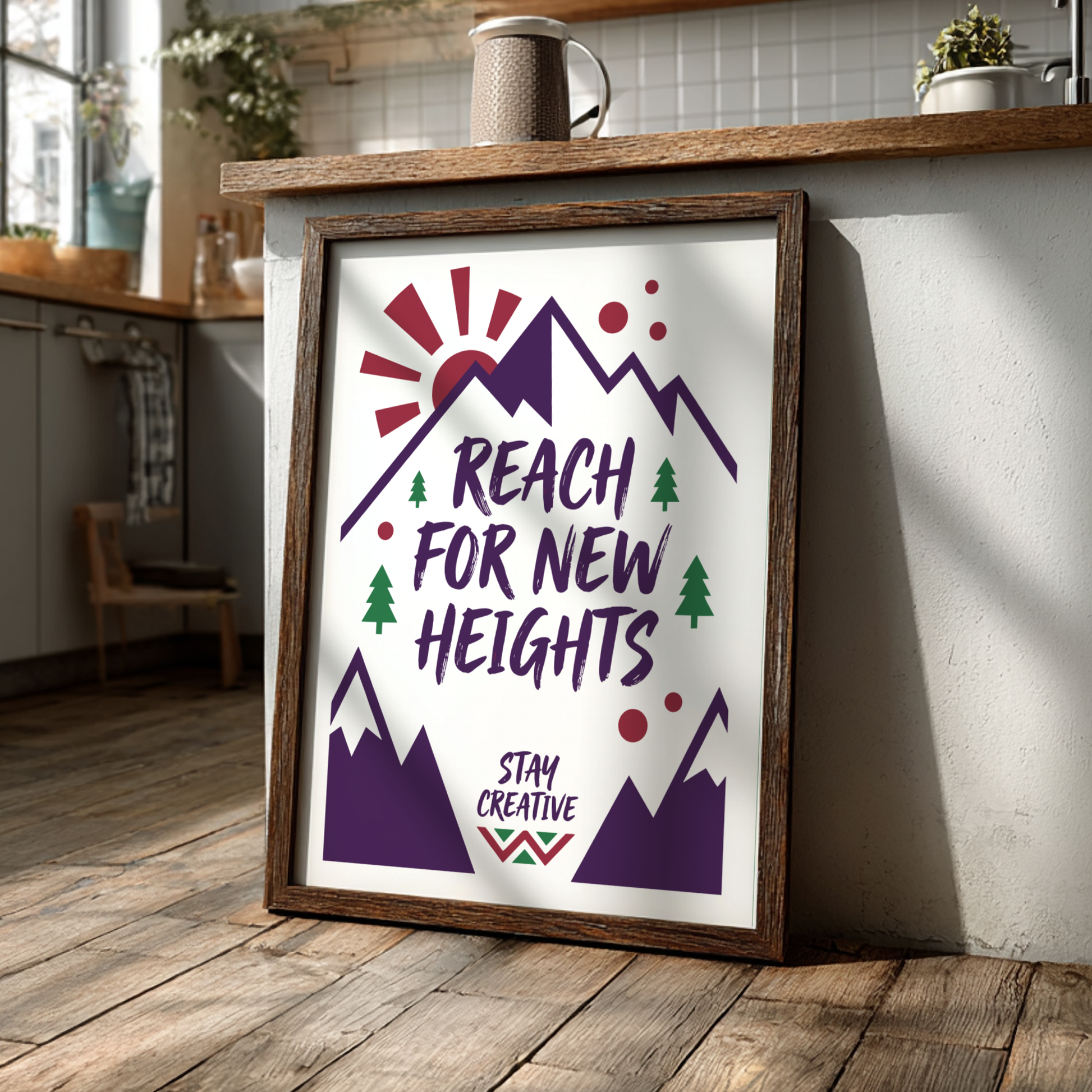 Reach For New Heights - White Minimalist Motivational Wall Art