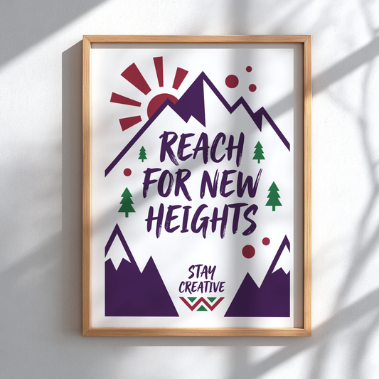 Reach For New Heights - White Minimalist Motivational Wall Art